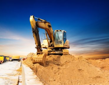 Large excavator on a field